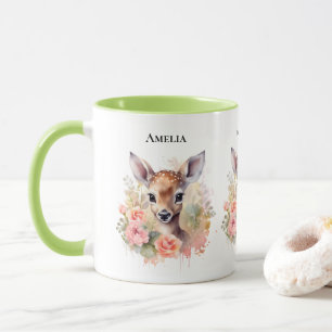 Cute Deer Surrounded By Roses Mug