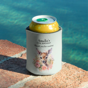 Cute Deer Surrounded By Roses Party Can Cooler