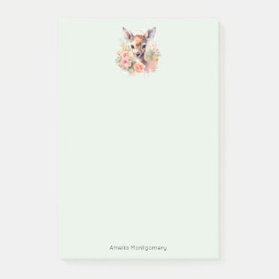 Cute Deer Surrounded By Roses Post-it Notes
