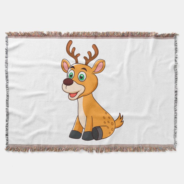 Cute Deer Throw Blanket (Front)
