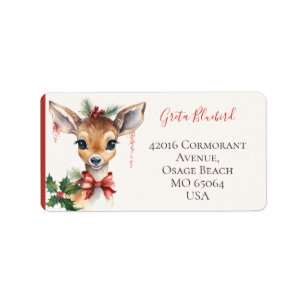Cute deer whimsical boho Christmas custom Label
