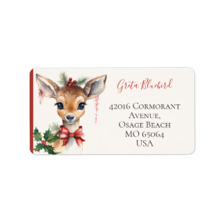 Cute deer whimsical boho Christmas custom Label