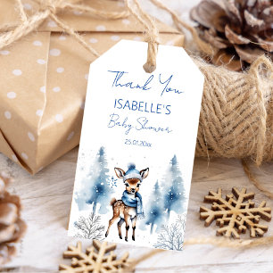 Cute deer Winter boys baby shower thank you favour Gift Tags
