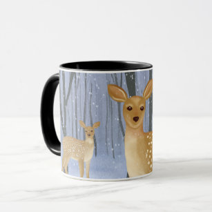 Cute Deer Winter Snowy Forest Mug
