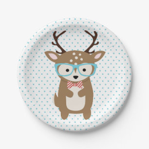 Cute Deer woodland animals party plate
