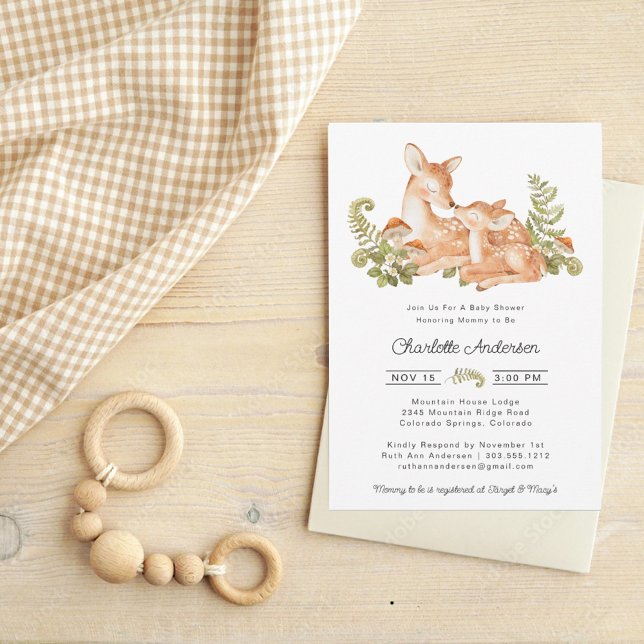Cute Deer Woodland Baby Shower Themed  Invitation (Creator Uploaded)