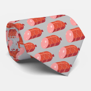 Cute deli salami tiled pattern food tie
