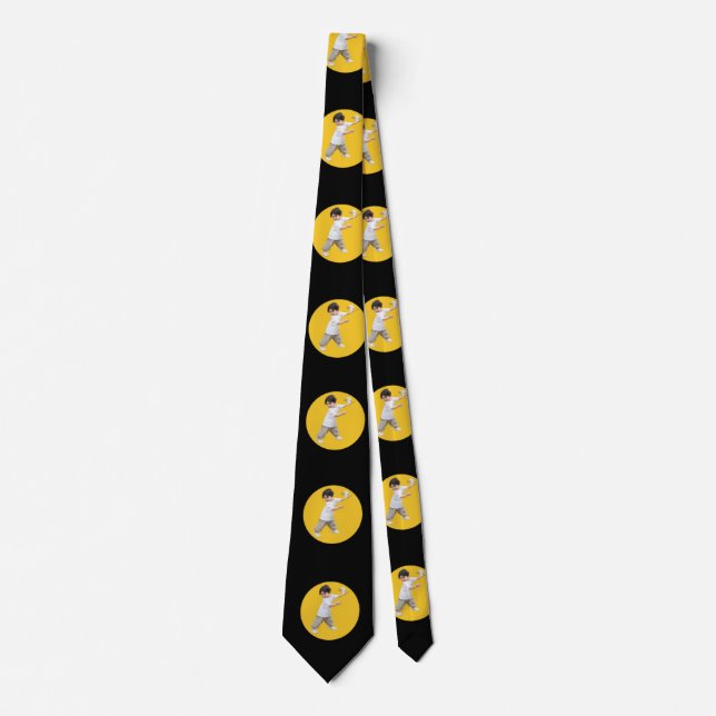 CUTE DELIGHTFUL BABY DANCING YELLOW BLACK NECK TIE (Front)