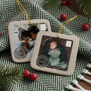 Cute Delivery Parcel Baby Birth Announcement Photo Ceramic Ornament
