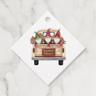 Cute Delivery Truck Gnomes Gingerbread Houses Gift Favour Tags