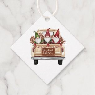 Cute Delivery Truck Gnomes Gingerbread Houses Gift Favour Tags