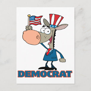 cute democratic donkey cartoon character postcard