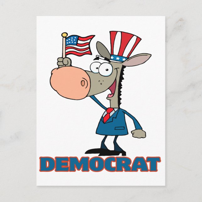 cute democratic donkey cartoon character postcard (Front)
