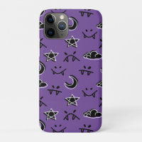 Cute Demon faces night moon star and cloud purple