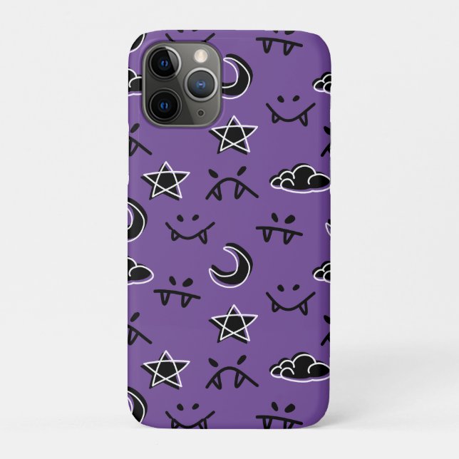 Cute Demon faces night moon star and cloud purple Case-Mate iPhone Case (Back)