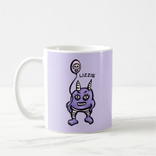 Cute Demon Purple Cartoon Horror Character Name Coffee Mug