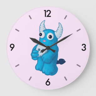 Cute Demon Skull - Halloween Cartoon Character Large Clock