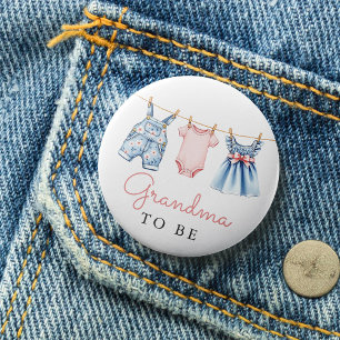 Cute Denim Blue Jean Girl Grandma To Be 7.5 Cm Round Badge