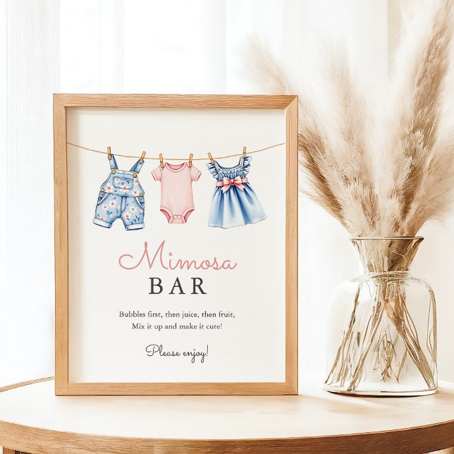 Cute Denim Blue Jean Girl Mimosa Bar Poster (Creator Uploaded)