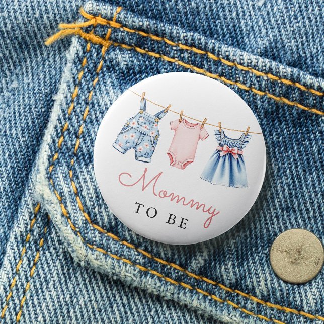 Cute Denim Blue Jean Girl Mummy To Be 7.5 Cm Round Badge (Creator Uploaded)