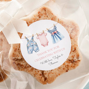 Cute Denim Blue Jean Girl Thank You Classic Round Sticker