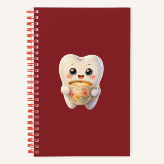 Cute Dental Coffee Lover Kawaii Character Notebook