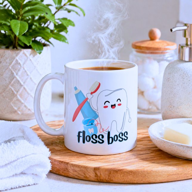 Cute Dental Floss Boss Coffee Mug (Creator Uploaded)