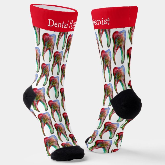 Cute Dental Hygienist Tooth Socks (Angled)