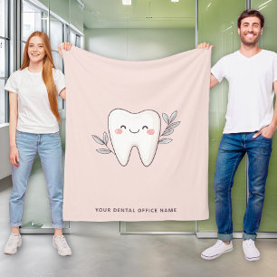 Cute Dental Office Personalized Pink Fleece Blanket