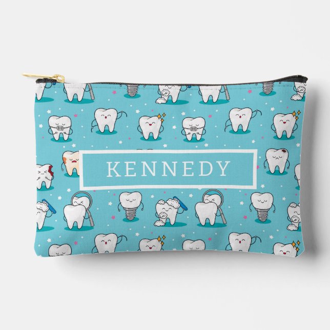 Cute Dental Pattern Accessory Pouch (Front)