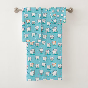Cute Dental Pattern Bath Towel Set