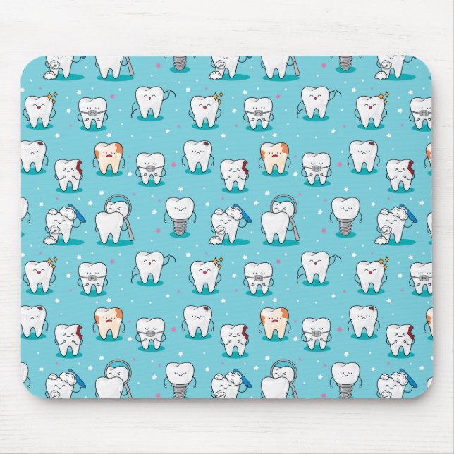 Cute Dental Pattern Mouse Mat (Front)