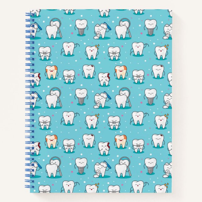 Cute Dental Pattern Notebook (Front)