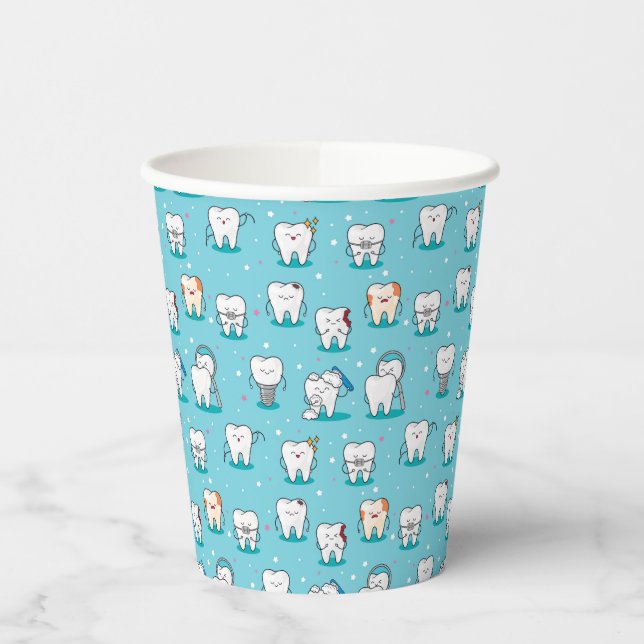Cute Dental Pattern Paper Cups (Left)