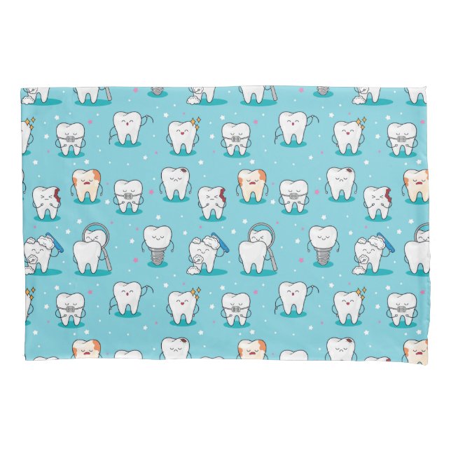Cute Dental Pattern Pillowcase (Front-Left)