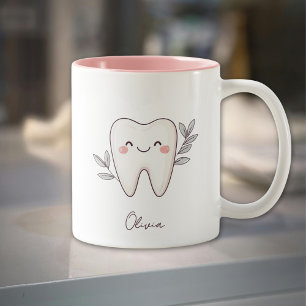 Cute Dental Personalised Pink 11 oz Two-Tone Coffee Mug