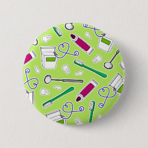 Cute Dentist / Dental Hygienist Love Green Purple 6 Cm Round Badge