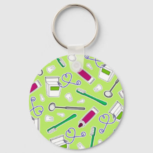 Cute Dentist / Dental Hygienist Love Green Purple Key Ring