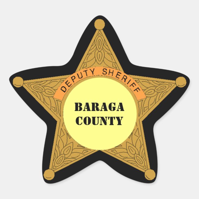 Cute Deputy Sheriff Badge personalise county fun Star Sticker (Front)
