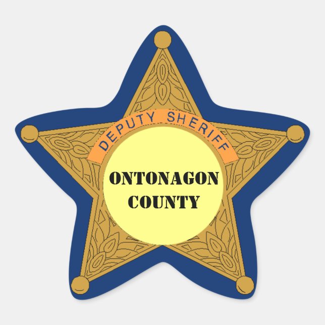 Cute Deputy Sheriff Badge personalise your county Star Sticker (Front)