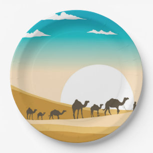 cute desert camel party paper plate