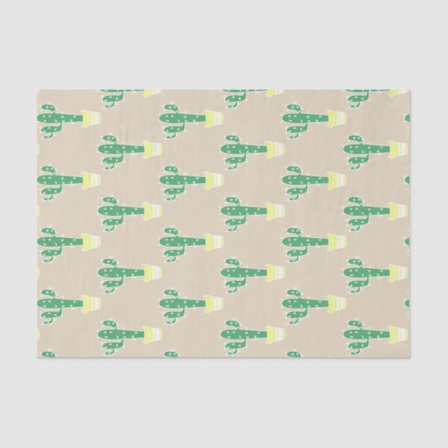 Cute Desert Potted Cactus Tissue Paper (Front)