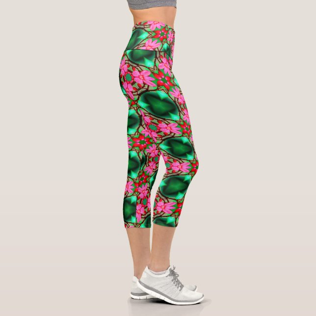 Cute Desert Rose Pattern Capri Leggings (Right)