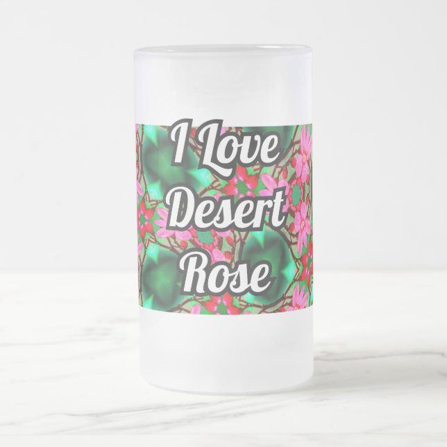 Cute Desert Rose Pattern Frosted Glass Beer Mug (Center)