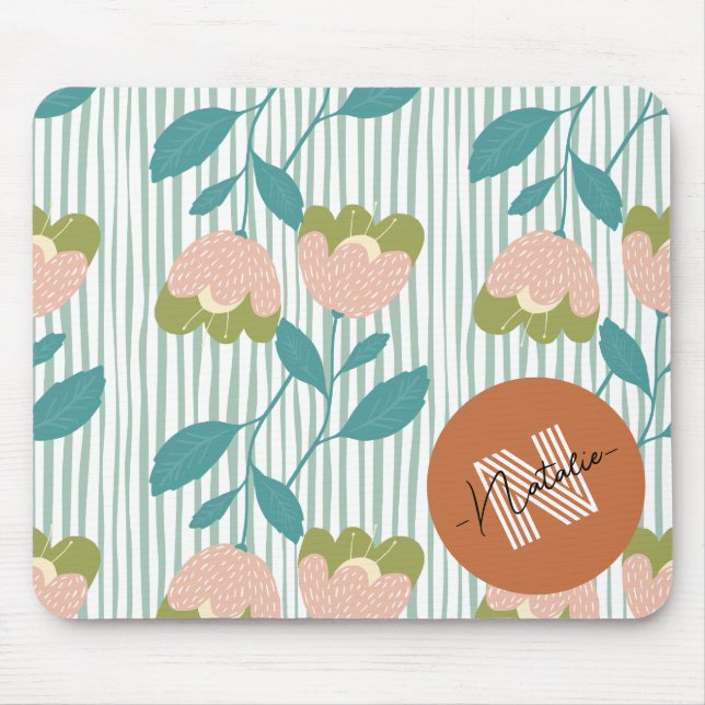 Cute design Colourful pattern initial monogram blu Mouse Mat (Front)