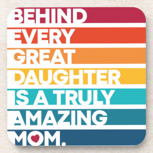 Cute Design Expression Text for Mother's Day Coaster