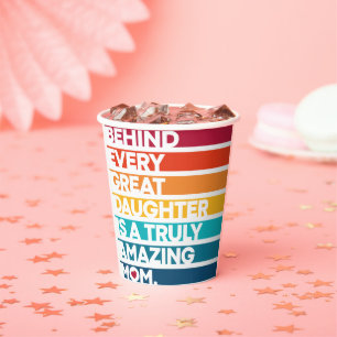 Cute Design Expression Text for Mother's Day Paper Cups