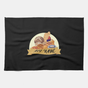 Cute dessert Bread baking bakery custom name Tea Towel
