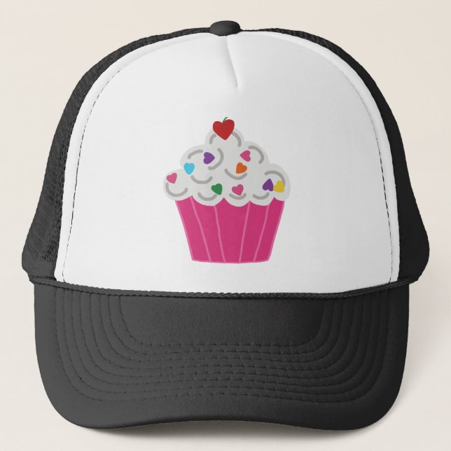 Cute Dessert Pink Cupcake Trucker Hat (Front)