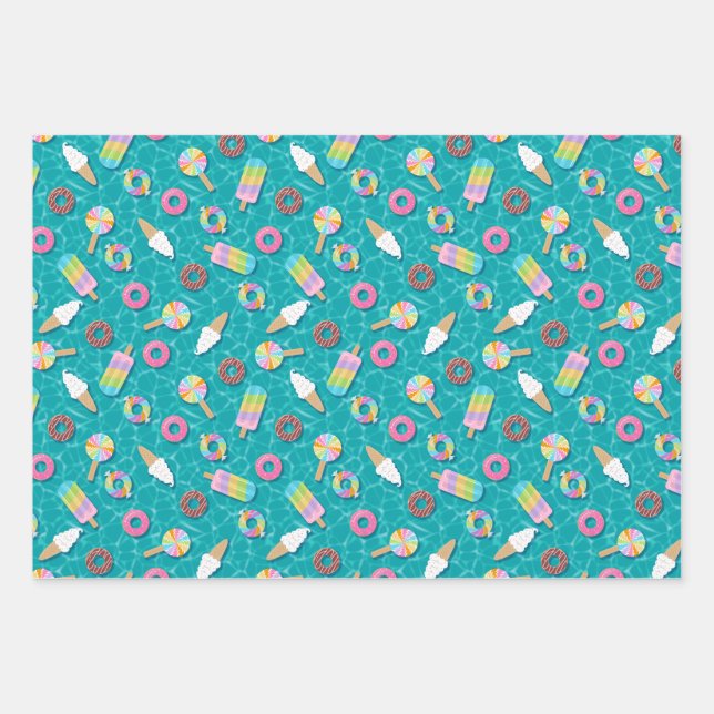 Cute Desserts Wrapping Paper Sheet (Front)
